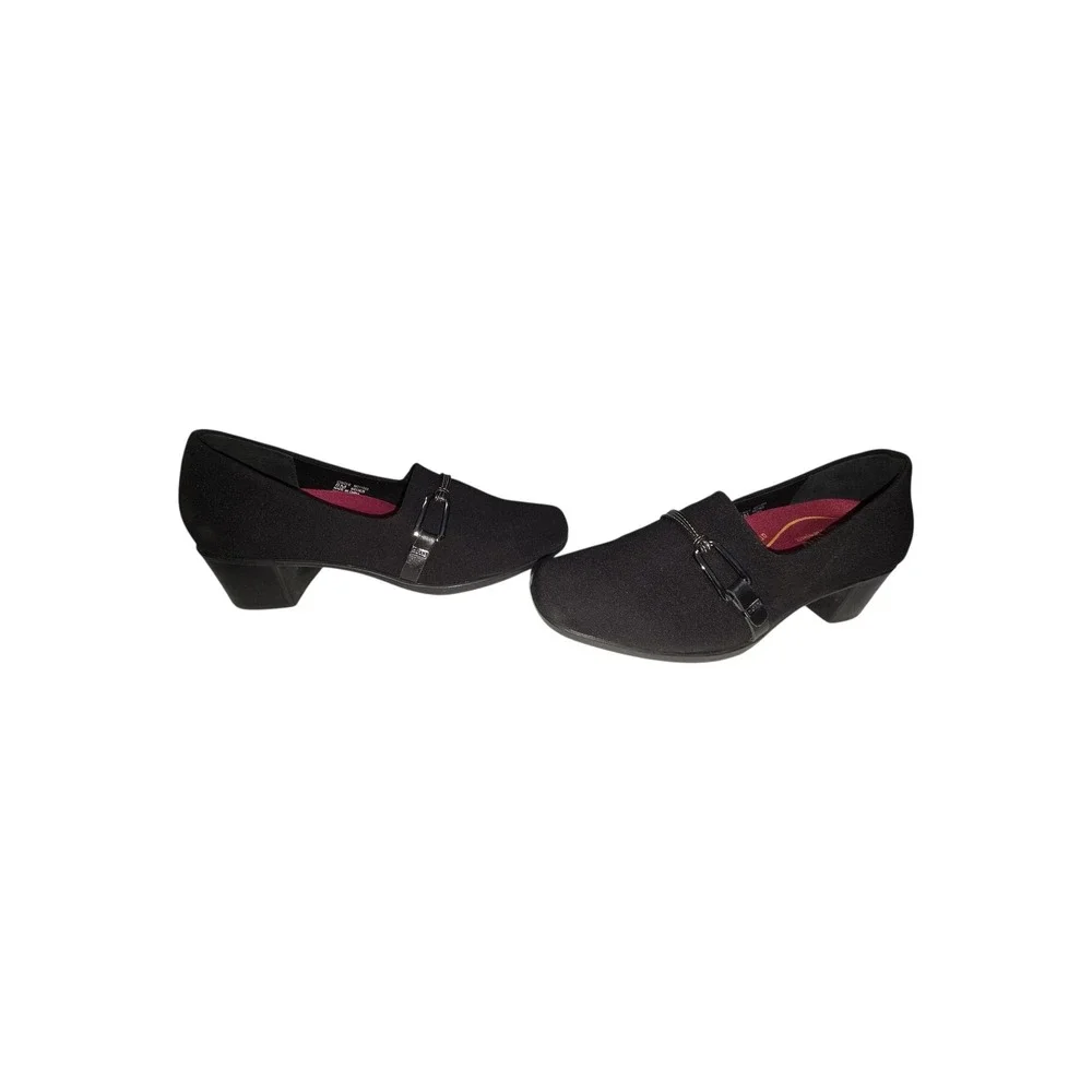 Munro Cindi II Black Fabric Buckle Block Heel Loafers M311588 Womens 8M